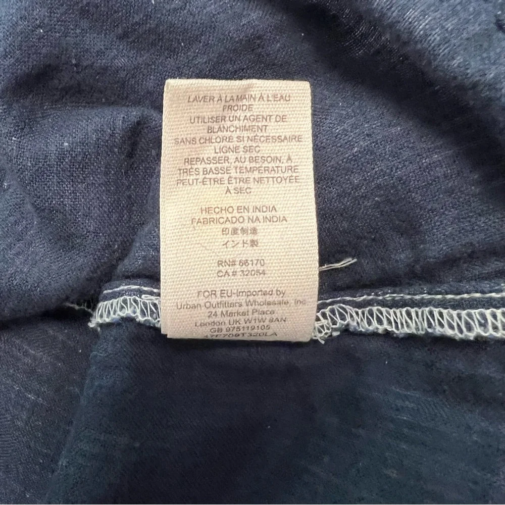 Free People All Who Wander Subtle Striped Blue White Top Cotton Chambray XS - Picture 9 of 13